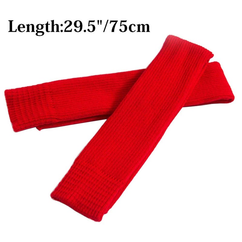 CHUNG Women's Over Knee Thigh High Warm Leg Warmers Stirrup Thermal 80s Long Socks Yoga Ballet Dance-Red - Image 2